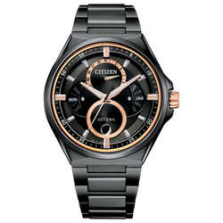 Reloj citizen Attest color negro con detalles en color dorado  extensible de titanio