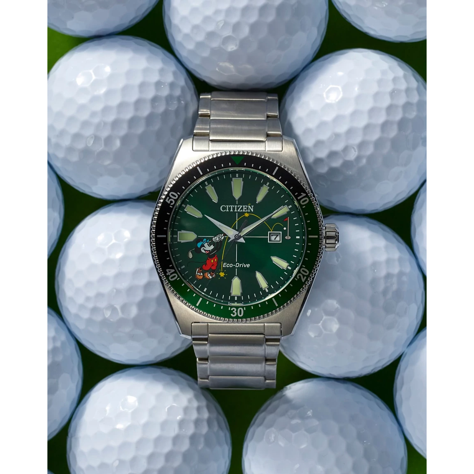 Reloj Citizen Verde Tee Time Mickey Disney  AW1595-78W | Elegancia relojería