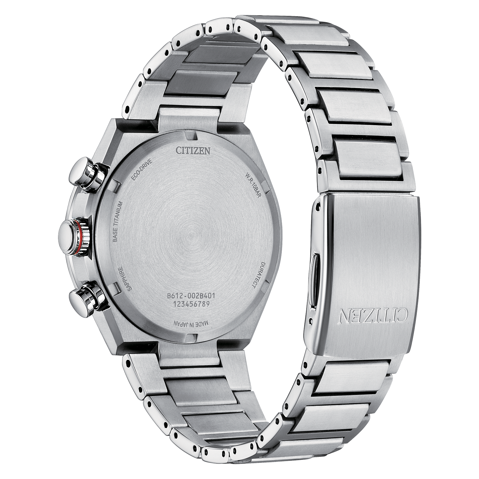 Reloj Citizen Attesa Super titanio con cronógrafo y dial negro detalles en rojo para caballero CA0836-68E | Elegancia Relojeria