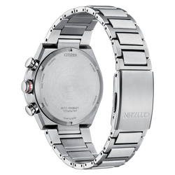 Reloj Citizen Attesa Super titanio con cronógrafo y dial negro detalles en rojo para caballero CA0836-68E | Elegancia Relojeria
