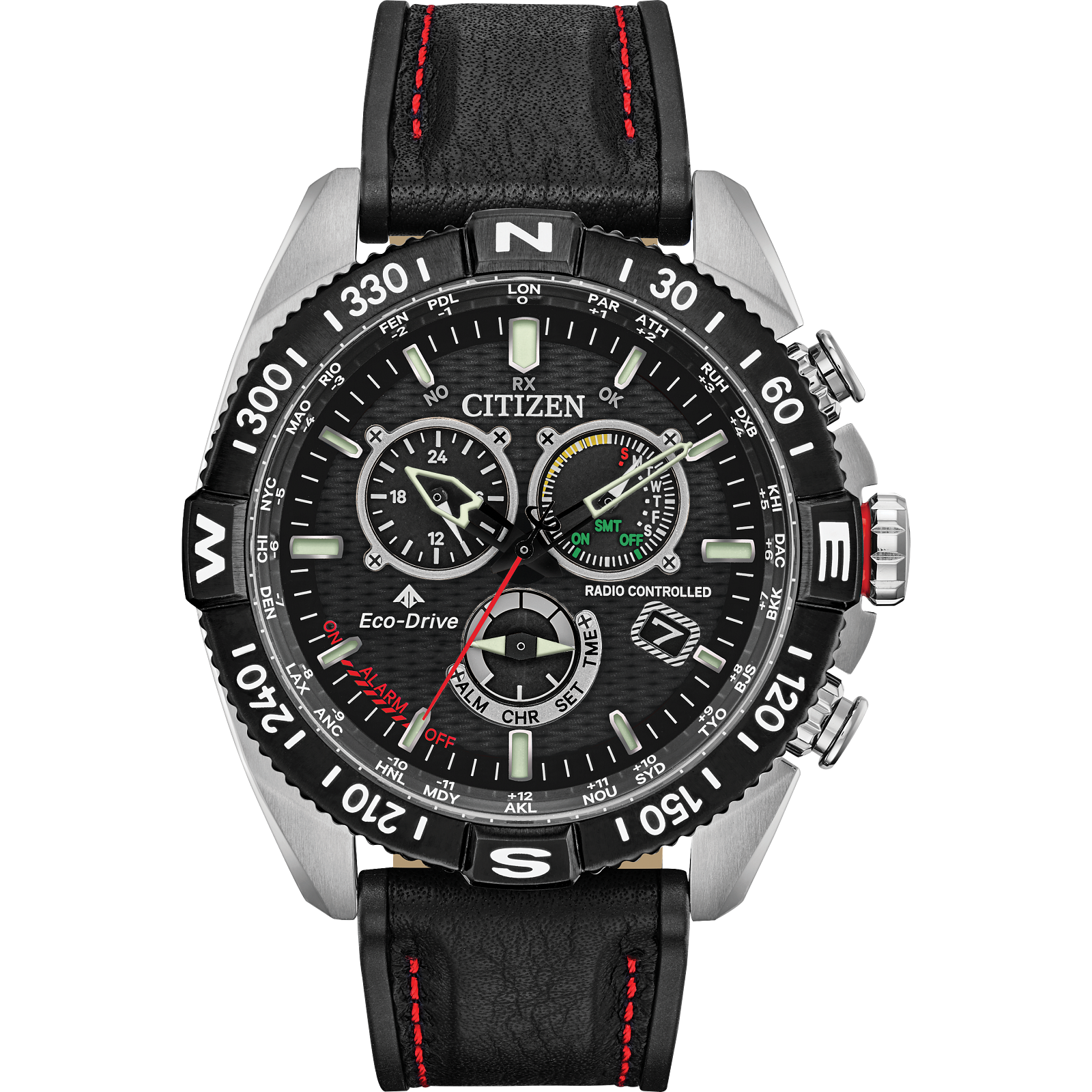 Reloj Citizen Promaster Navihawk A-T Dial negro con cronógrafo Eco-drive y cristal de zafiro CB5841-05E | Elegancia Relojeria