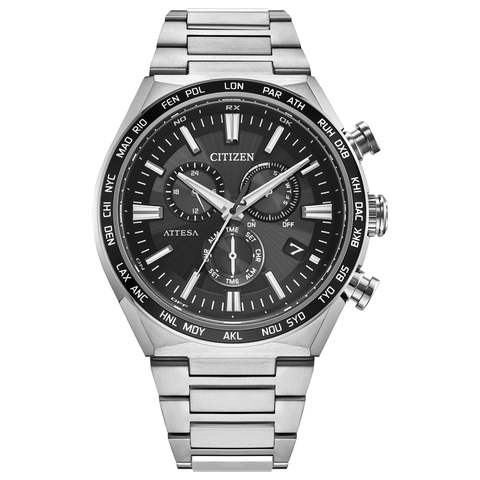 Reloj Citizen Attesa cronómetraje atómico / Súper titanio caja de 42.6 MM CB5966-69E | Elegancia Relojeria