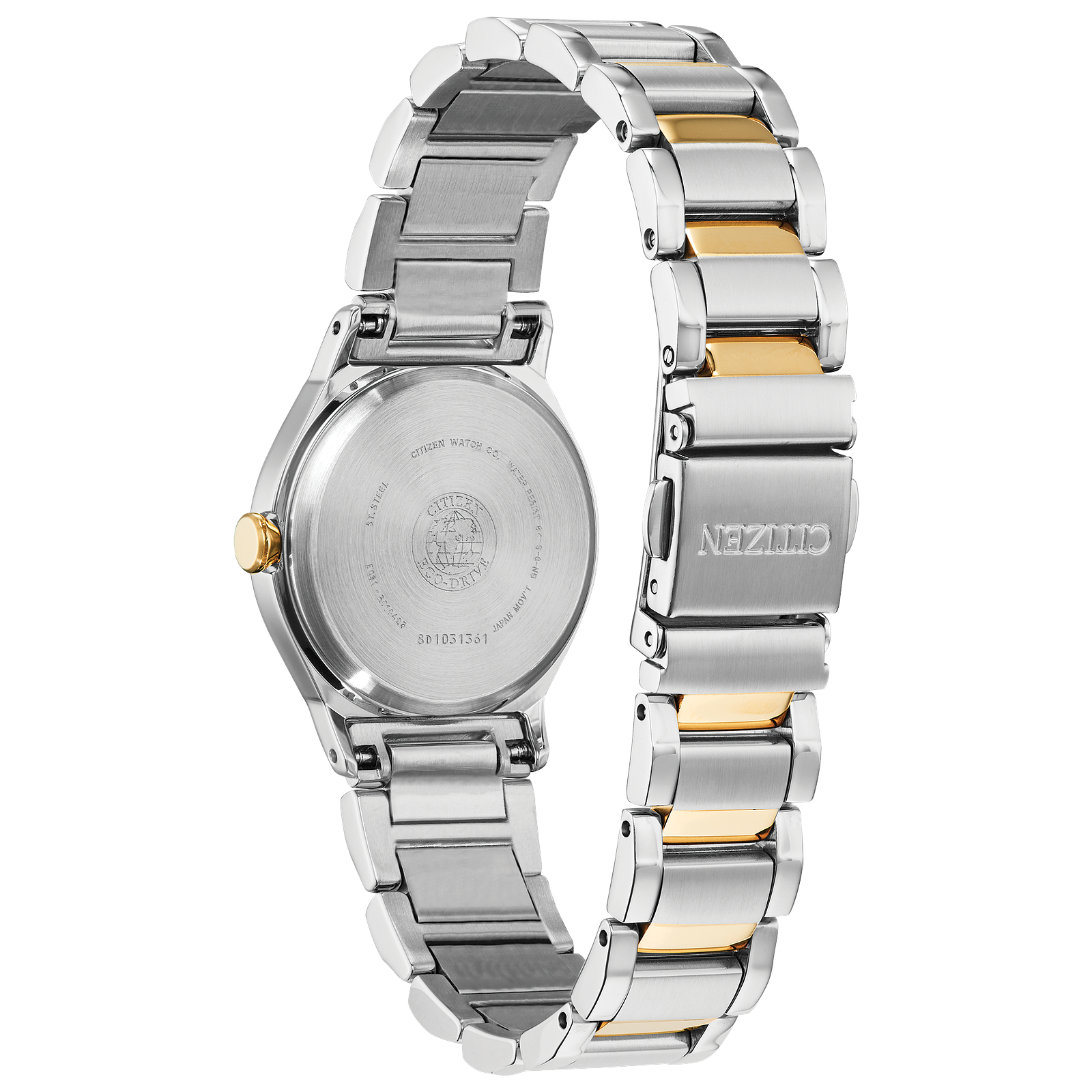 Reloj Citizen Axiom Dorado y acero inox bitono dial blanco y 4 diamantes para dama | Elegancia Relojeria