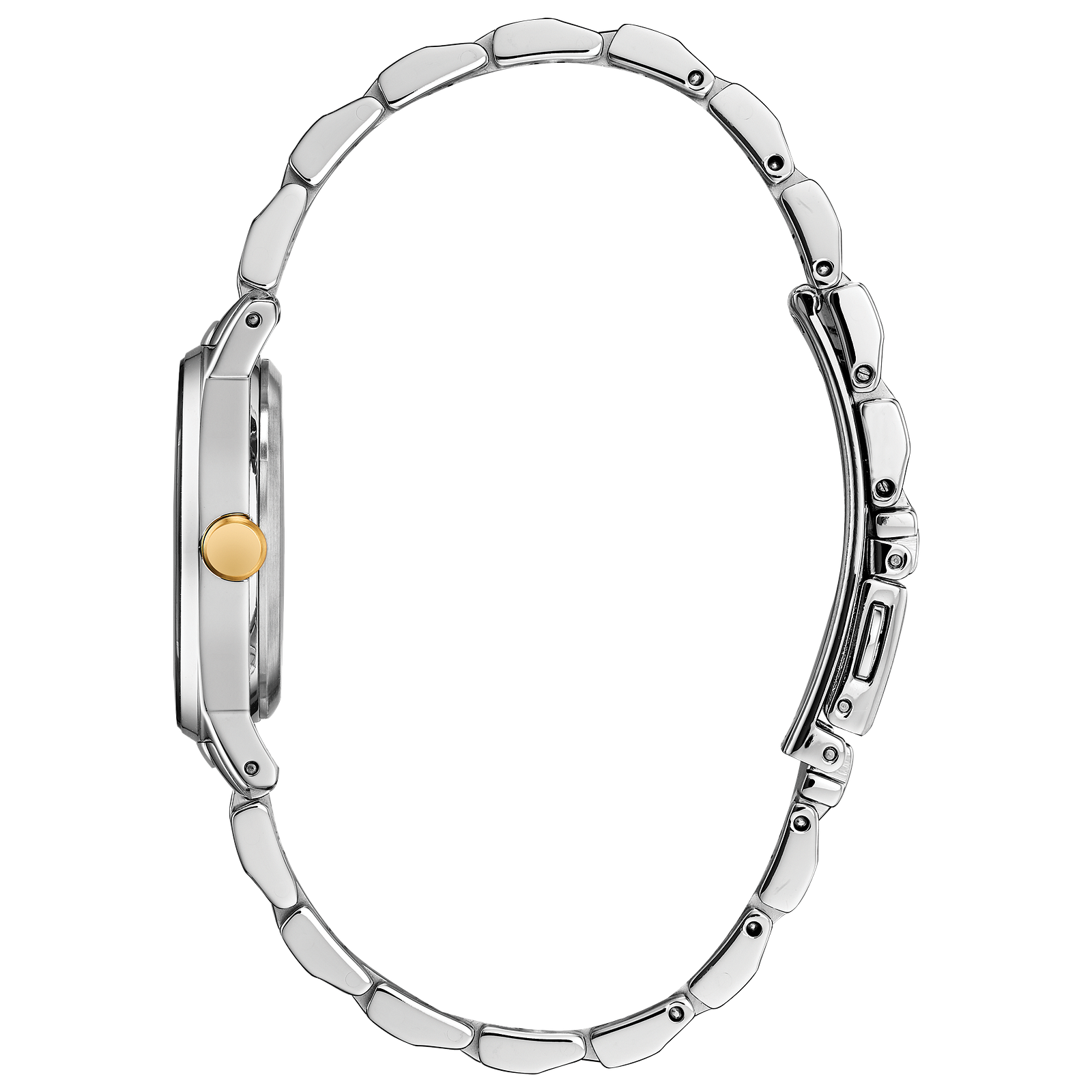 Reloj Citizen Axiom Dorado y acero inox bitono dial blanco y 4 diamantes para dama | Elegancia Relojeria