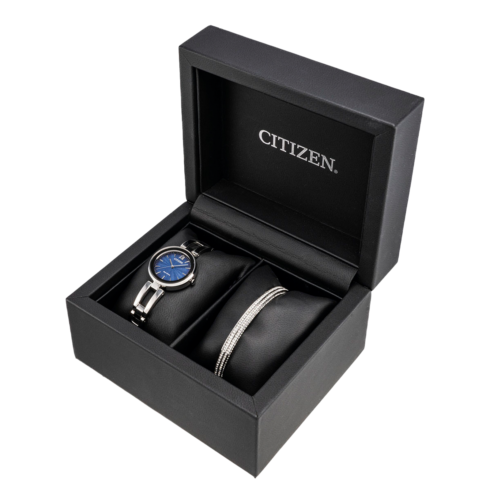 Reloj Citizen Axiom Dial azul para dama con caja de acero inox y pulsera de regalo | Elegancia Relojeria