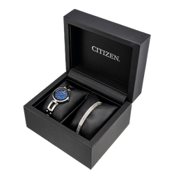 Reloj Citizen Axiom Dial azul para dama con caja de acero inox y pulsera de regalo | Elegancia Relojeria