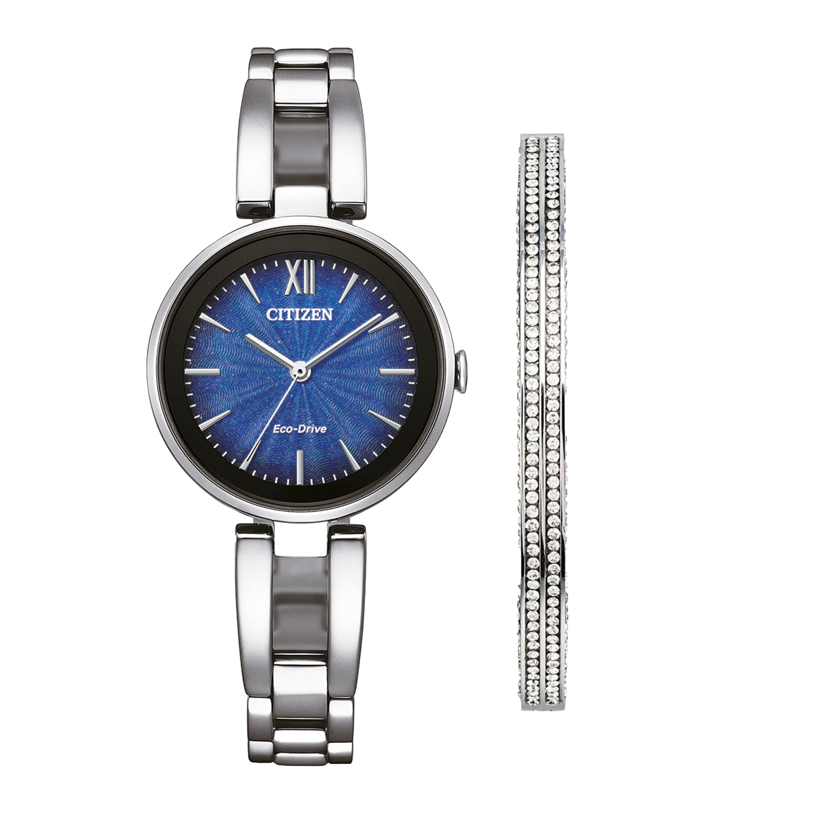 Reloj Citizen Axiom Dial azul para dama con caja de acero inox y pulsera de regalo | Elegancia Relojeria