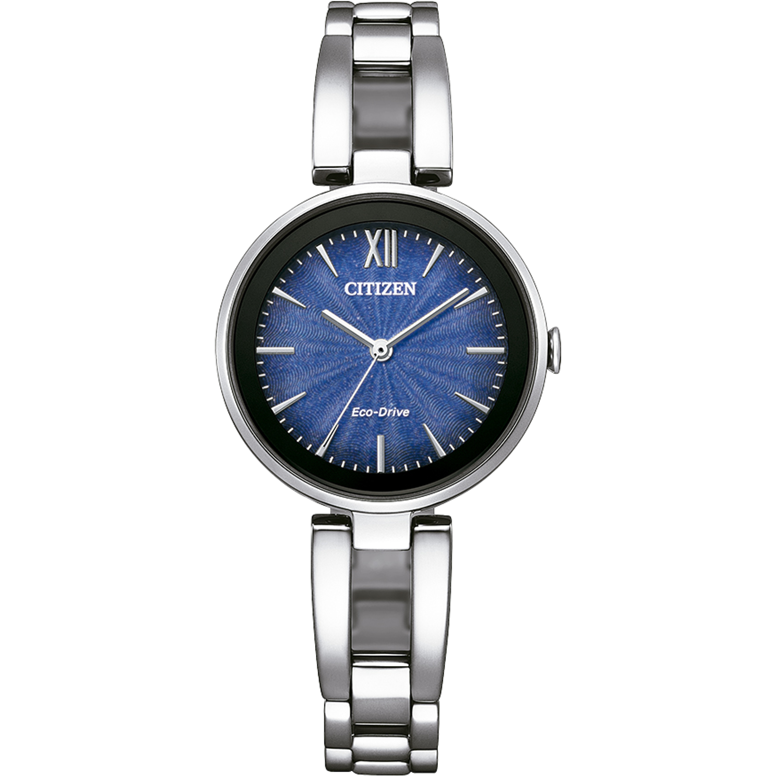 Reloj Citizen Axiom Dial azul con relieve para dama caja de acero inox 28 MM Eco-drive | Elegancia relojeria