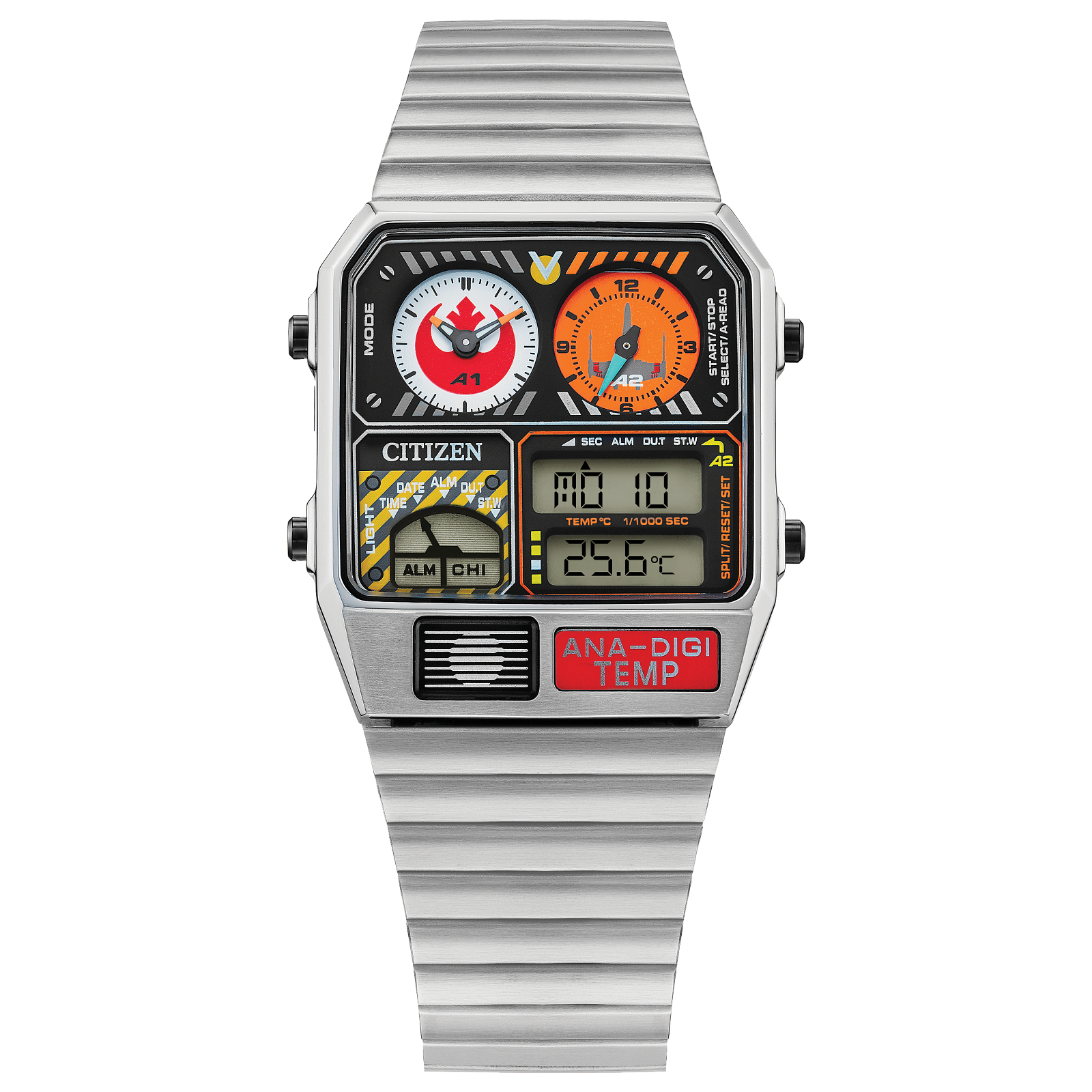 Reloj Citizen Rebel Pilot Analogico - Digital edición especial Star Wars para caballero movimiento de cuarzo JG2108-52W | Elegancia Relojeria