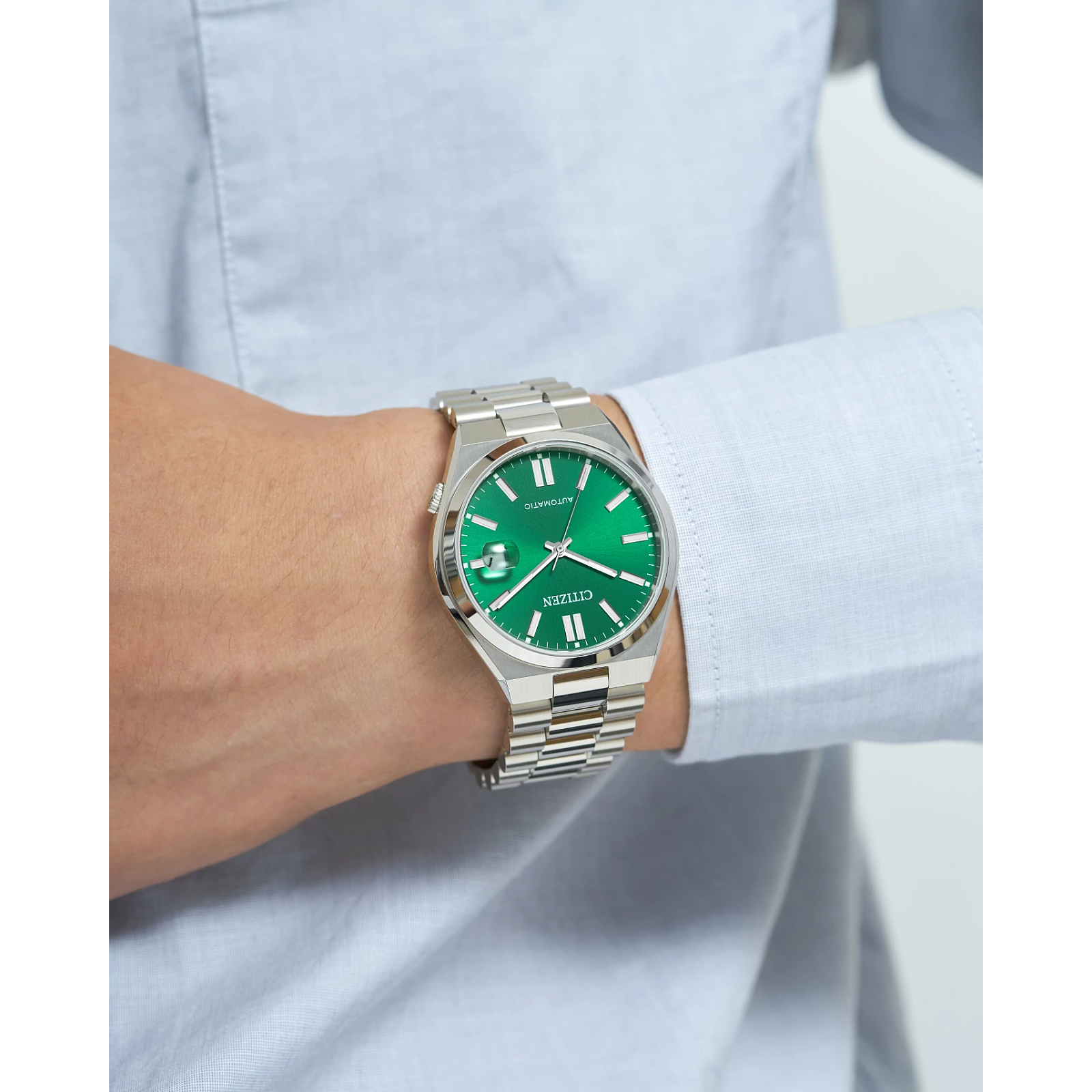 Reloj Citizen Tsuyosa con dial verde automático con caja de 40MM para caballero NJ0150-56X | Elegancia Relojería